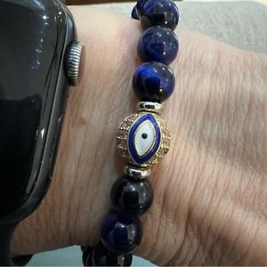 T Jazelle evil eye bead lapis tigers eye bracelet